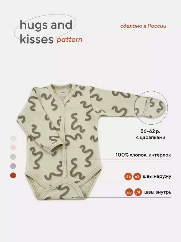 Боди Rant Hugs and kisses Pattern green 6473/6773
