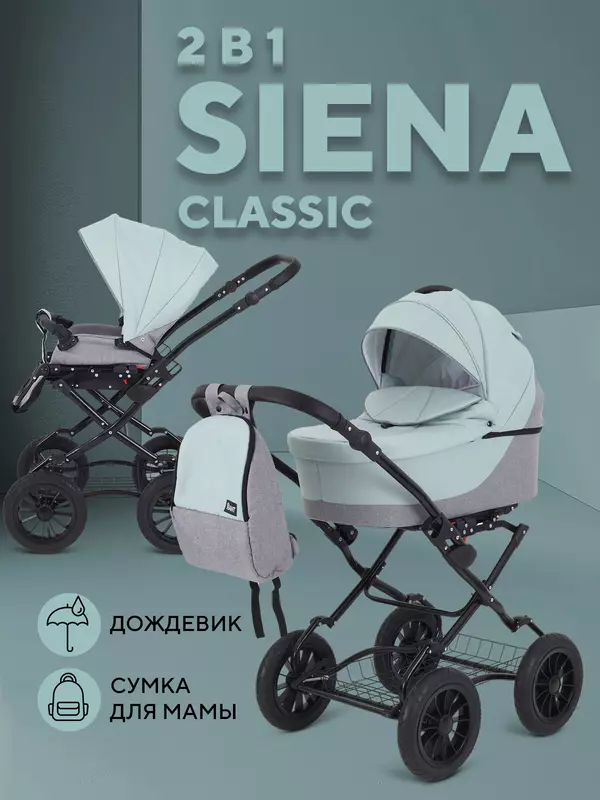 Коляска 2 в 1 Rant Siena Classic 2024 10 серый-ментоловый