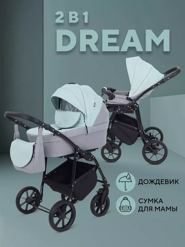 Коляска 2 в 1 Rant Dream 2024 10 серый-ментоловый